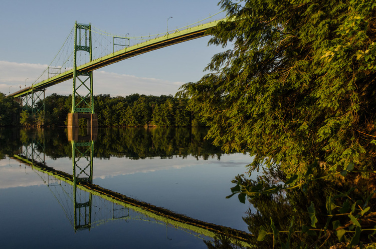 The Bridge to the U.S.A. as seen from Ivy Lea. Crossing the bridge puts you high above the St. Lawrence and offers incredible views of the Thousand Islands.