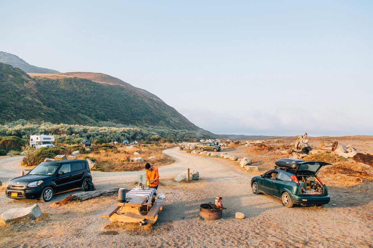 Michael cooking by the Lost Coast in California; Photo by Megan McDuffie