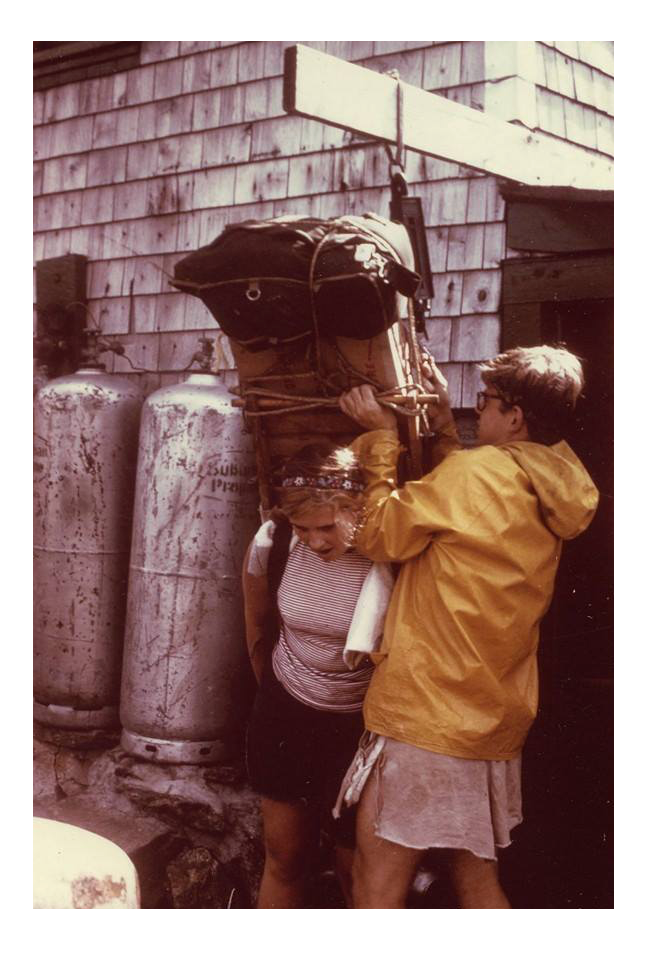 woman packing into Lakes circa 1964 courtesy the Old Hutmen's Association