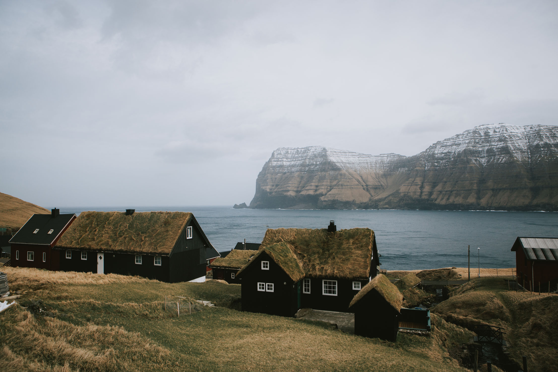 Faroe Islands Kalsoy Grass Roofs
