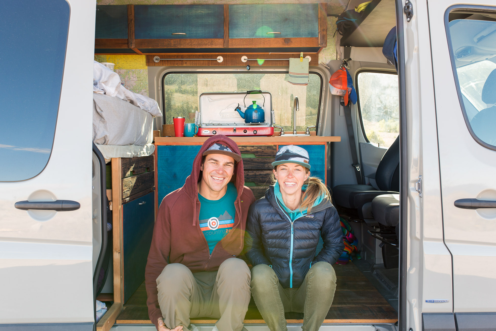 Becca and Cade in their Sprinter