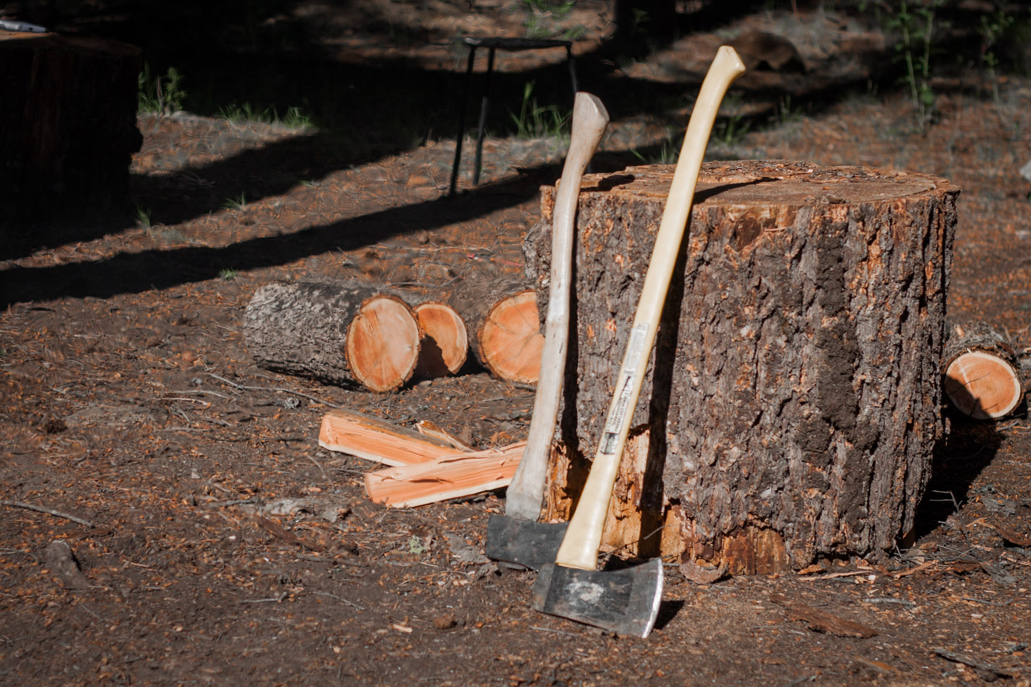 Fire supplies: axes and kindling