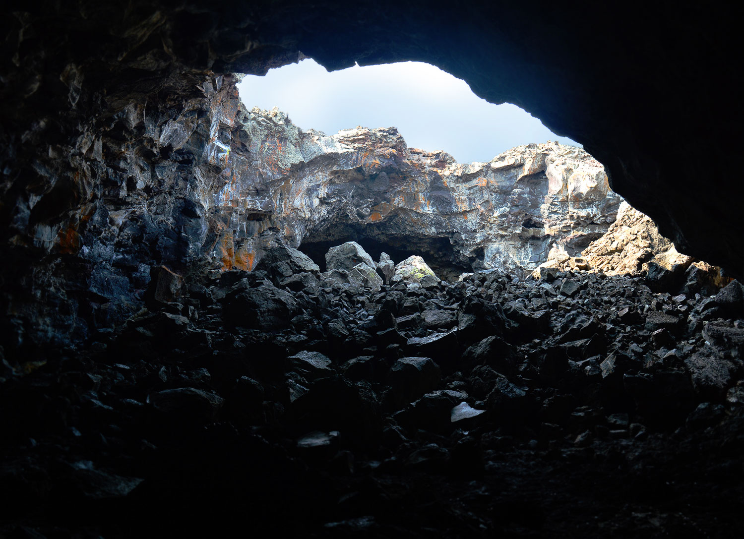 Dark caves in Craters of the Moon National Monument